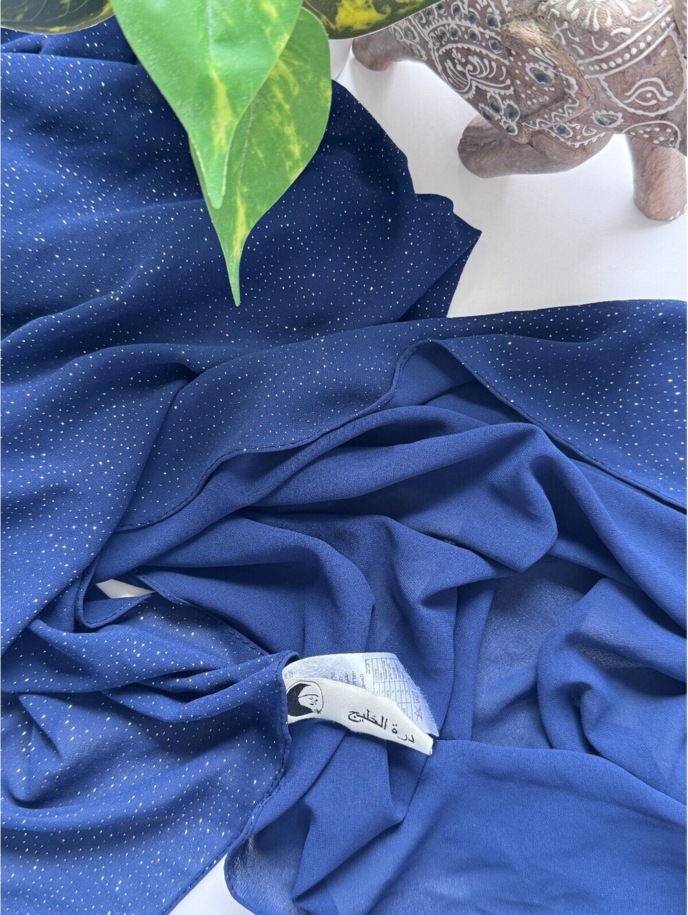Navy Blue Shimmer Hijab Scarf Holographic Starry Metallic Wrap Formal Shawl - Picture 6 of 9